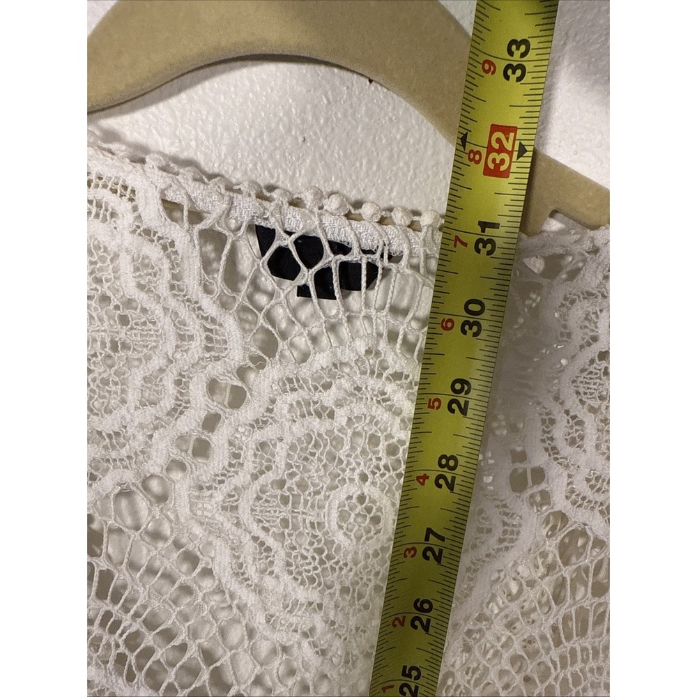 Topshop White Ivory Lace Long Top Medium Boho Summer Chic Cover Up V1 - Picture 4 of 5